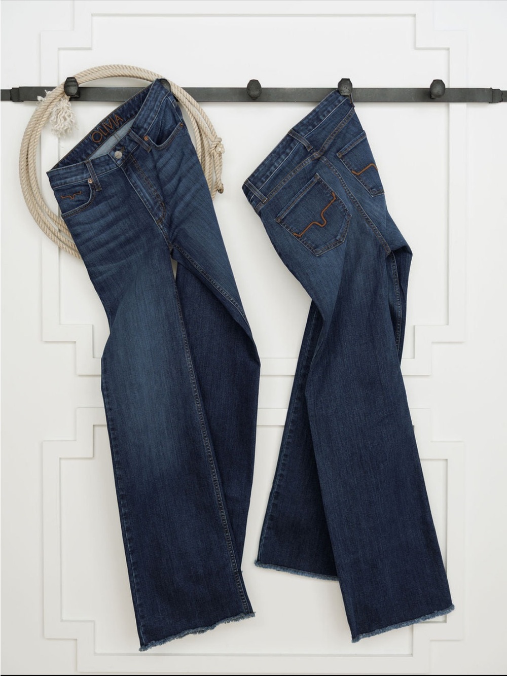 Kimes Ranch Dark Blue Wide Leg Flare Jeans